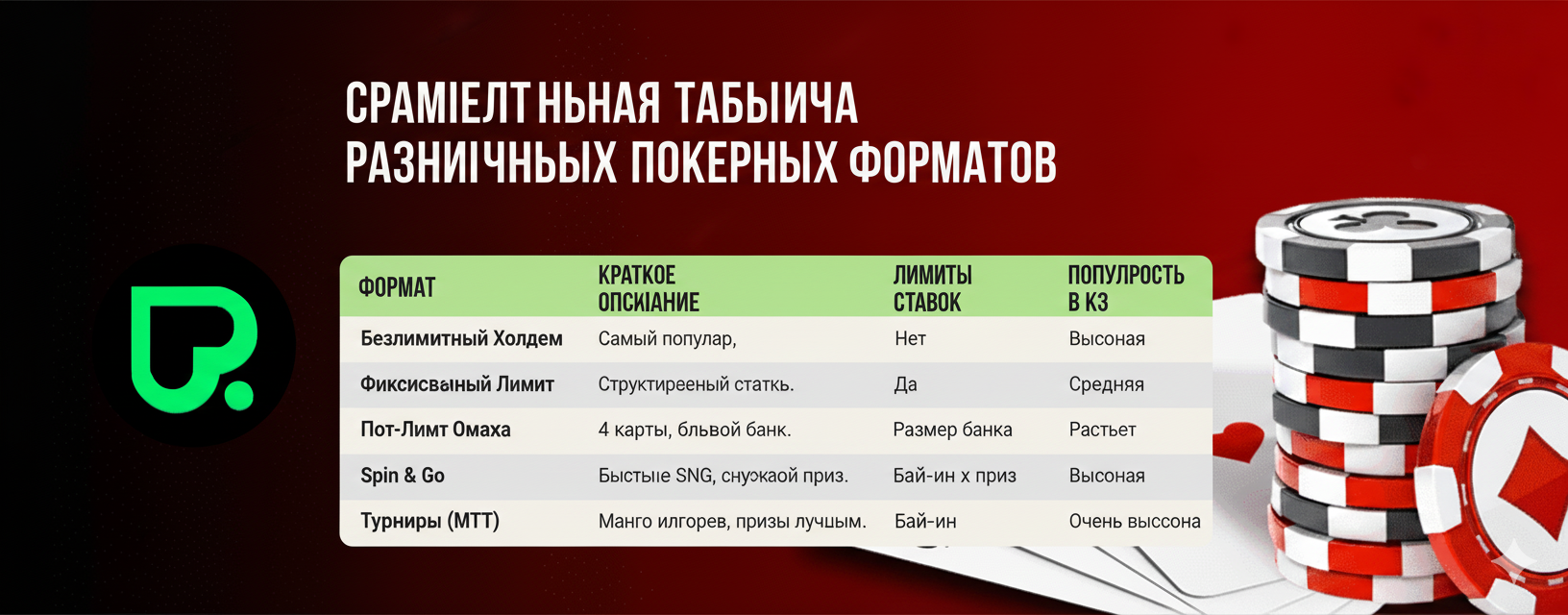 Сравнительная таблица различных покерных форматов игры