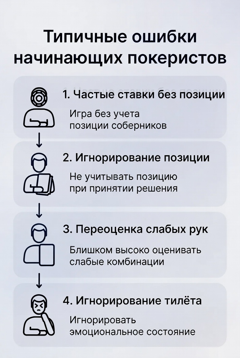 Инфографика типичных ошибок начинающих покеристов