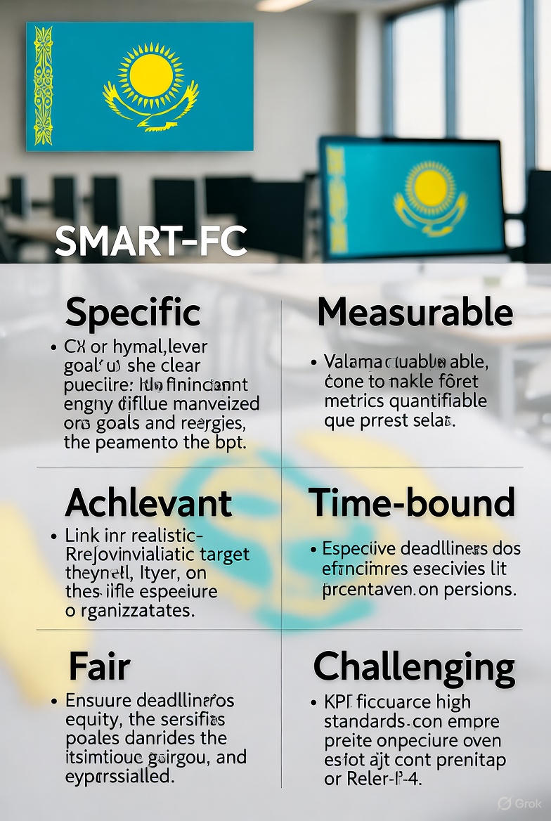 Инфографика SMART-FC принципа для разработки KPI в Казахстане